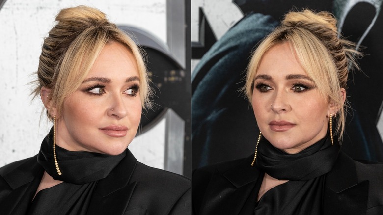 Hayden Panettiere avec ses cheveux en chignon et sa frange en rideau