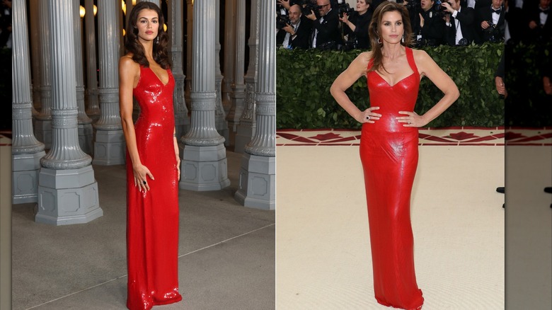Kaia Gerber en novembre 2025 et Cindy Crawford en mai 2018