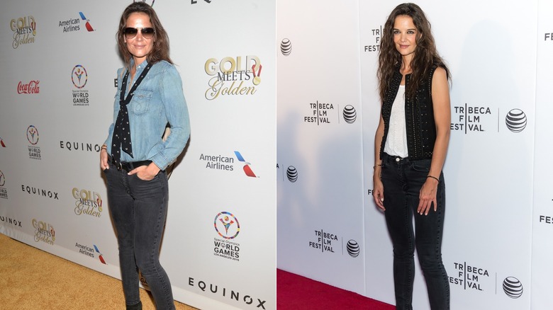 Katie Holmes au 3e événement annuel Gold Meets Gold pour les Jeux olympiques spéciaux de Los Angeles en février 2015 / Katie Holmes au Tribeca Film Festival à New York en avril 2015