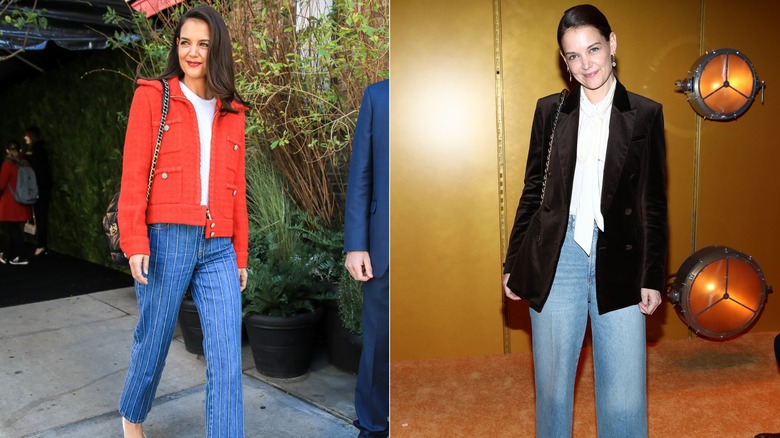 Katie Holmes dans Tribeca à New York en novembre 2019 / Katie Holmes au défilé Zimmermann lors de la Fashion Week de New York en février 2020