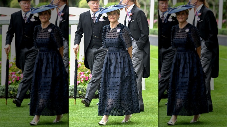 Sophie, duchesse d'Édimbourg au 2026 Royal Ascot sur une robe noire