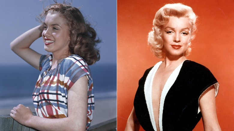 Un côte à côte de Marilyn Monroe en brune et après qu'elle soit devenue blonde