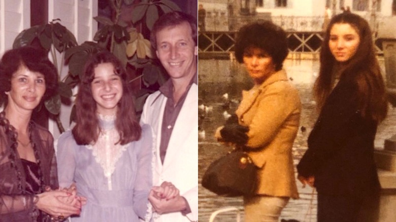 Photos côte à côte de l'adolescente Lisa Kudrow aux cheveux noirs