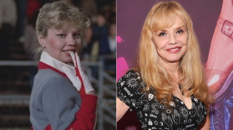 Kelli Maroney en uniforme de pom-pom girl dans Fast Times à Ridgemont High à gauche et à 