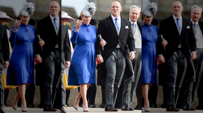 Zara Tindall et Mike Tindall assistent au mariage de la princesse Eugénie et de Jack Brooksbank au château de Windsor en octobre 2018