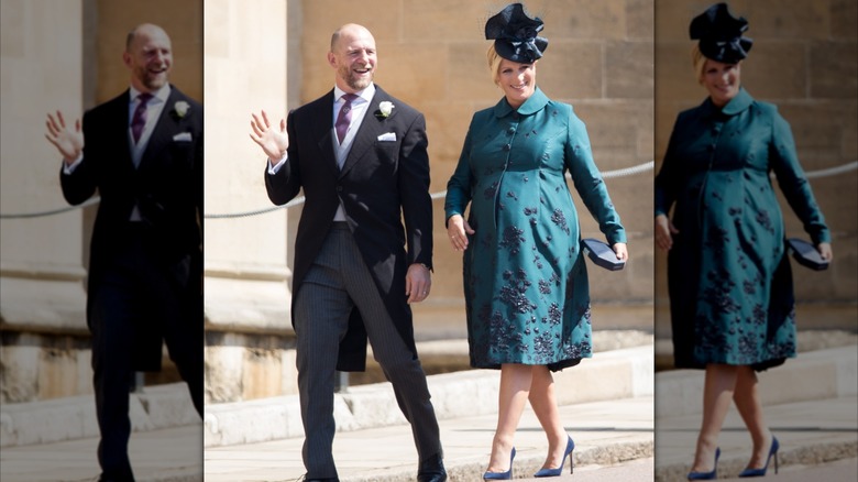 Mike et Zara Tindall arrivent au mariage de Meghan Markle et du prince Harry au château de Windsor, en Angleterre, en mai 2018.