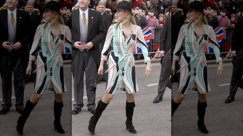 Zara Tindall lors de la cérémonie civile du mariage du roi Charles et de la reine Camilla Parker Bowles dans le Berkshire, en Angleterre, en avril 2005.