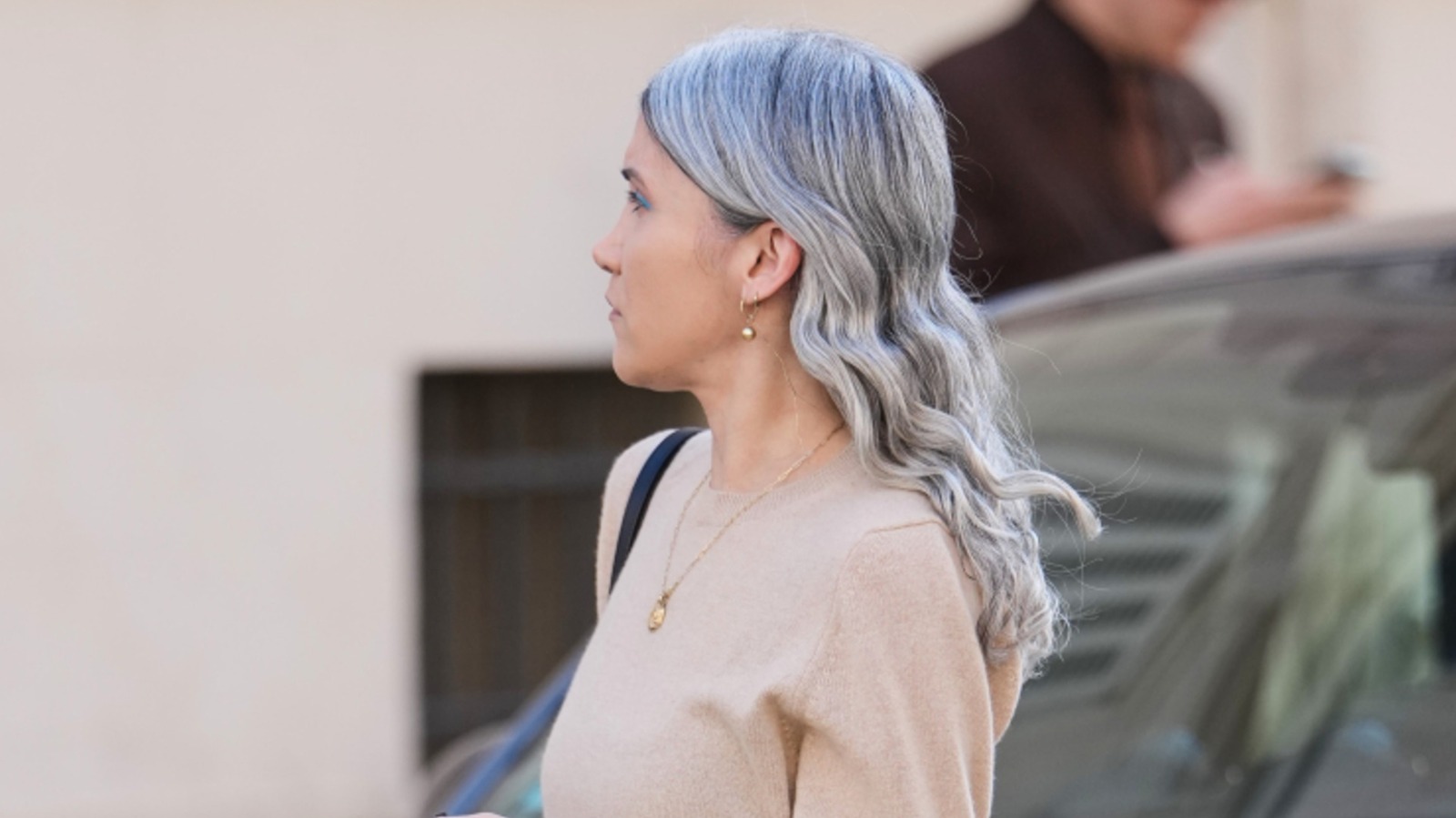 Ce look des années 70 est l’une des tendances cheveux gris les plus dépassées