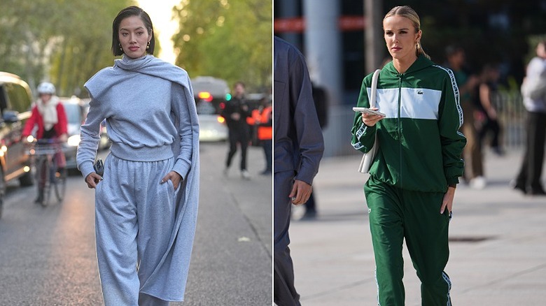 Deux femmes à la mode portant des survêtements assortis