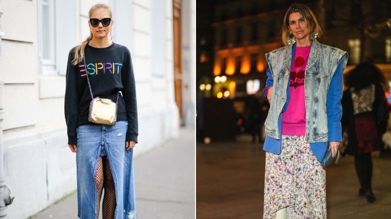 Deux femmes de style urbain portant des sweat-shirts à logo