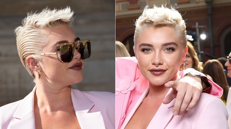 Côte à côte : Florence Pugh avec un lutin coiffé comme un mohawk