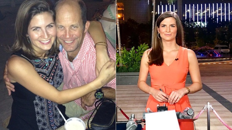 Kaitlan Collins avec de longs cheveux raides et une raie sur le côté