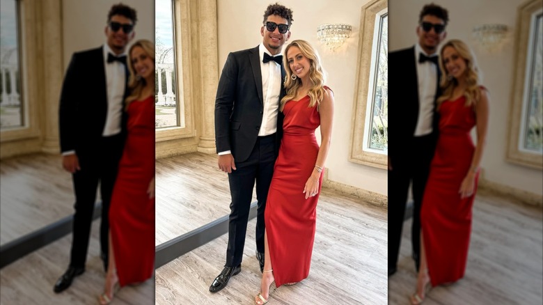 Brittany Mahomes et Patrick Mahomes lors du mariage d'un ami en 2024.