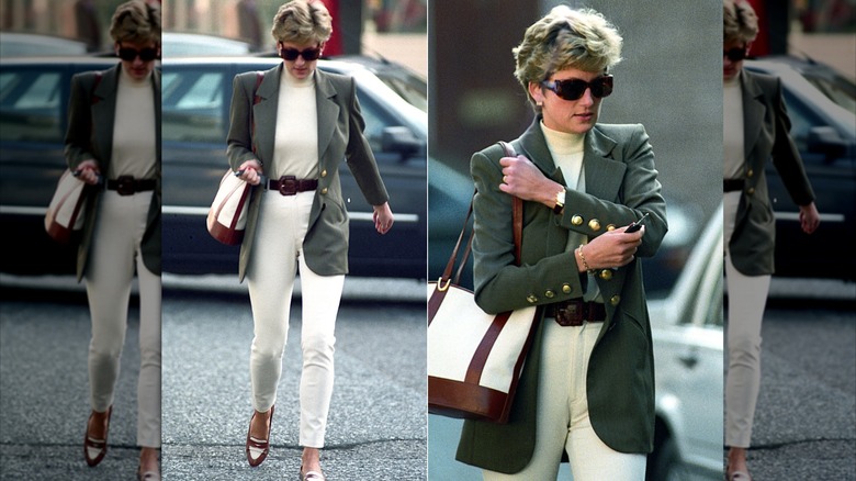 La princesse Diana lors d'une virée shopping à Knightsbridge.