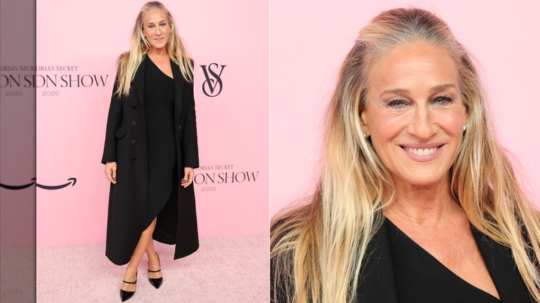 Image partagée de Sarah Jessica Parker portant une tenue noire lors du défilé Victoria's Secret 2025.