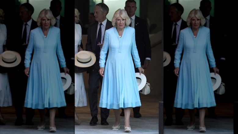 La reine Camilla à Wimbledon 2026 vêtue d'une robe bleue