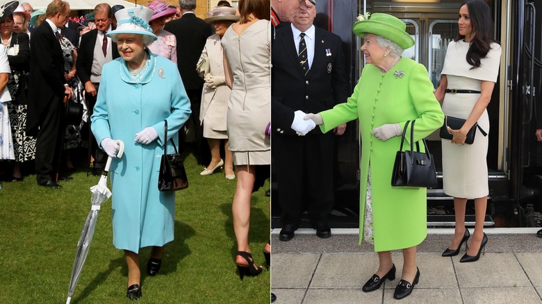 La reine Elizabeth II portait une robe manteau bleue et un manteau citron vert dans les années 2010