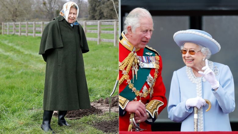 La reine Elizabeth II portait une cape verte, un manteau violet et un chapeau assorti dans les années 2020