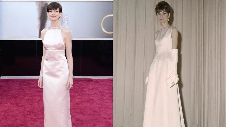 Anne Hathaway en 2013 et Audrey Hepburn en 1965