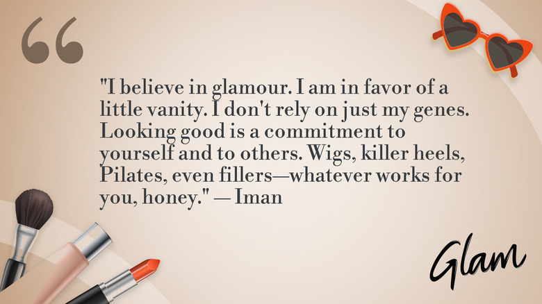 Texte de la citation d'Iman sur le glamour et la vanité.