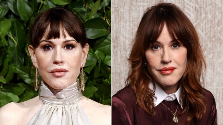 Photos côte à côte de Molly Ringwald avec une frange en 2026.