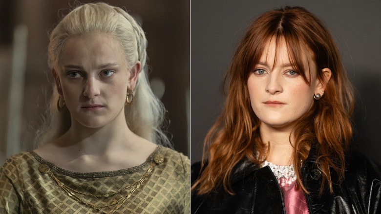 Phia Saban dans le rôle d'Helaena Targaryen dans House of the Dragon et hors de son personnage