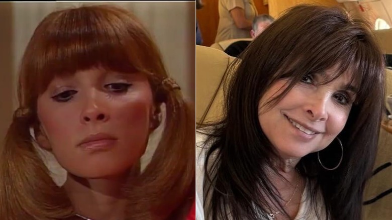 Judy Strangis dans le rôle de Dyna Girl en 1976 (à gauche) et Judy Strangis en 2025 (à droite)