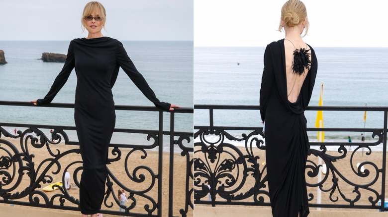 Nicole Kidman dans une robe noire avec une décoration dans le dos