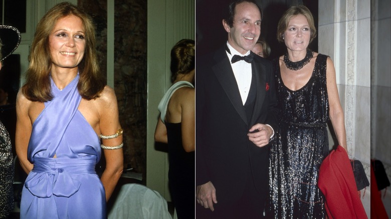 Gloria Steinem lors de la célébration de son 50e anniversaire à New York en mai 1984 / Mort Zuckerman et Gloria Steinem à la soirée bénéfice des Lions à la bibliothèque publique de New York en novembre 1985