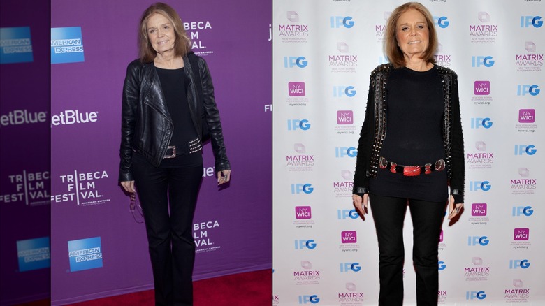 Gloria Steinem participe à un événement Tribeca Talks lors du Tribeca Film Festival à New York en avril 2013 / Gloria Steinem assiste aux Matrix Awards à New York en avril 2016