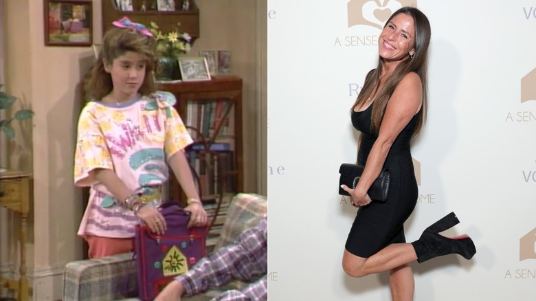 Soleil Moon Frye dans le rôle de Punky Brewster à gauche et lors d'un événement en 2025 portant une robe noire avec des bottes à plateforme à droite.