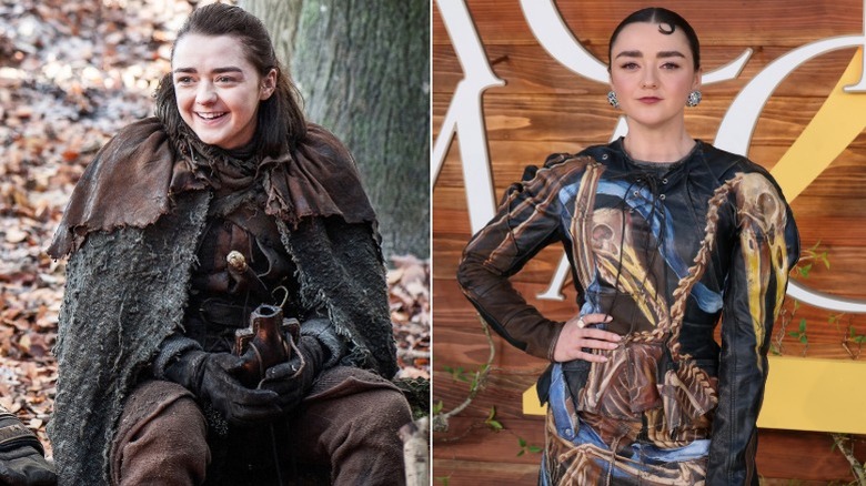 À gauche : Maisie Williams dans le rôle d'Arya Stark dans 