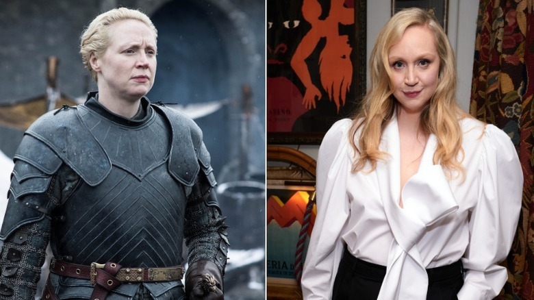 À gauche : Gwendoline Christie dans le rôle de Brienne de Tarth dans 