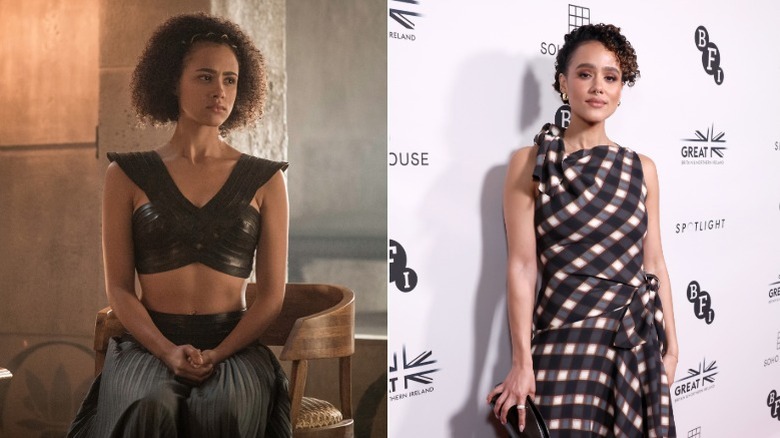 À gauche : Nathalie Emmanuel dans le rôle de Missandei dans 