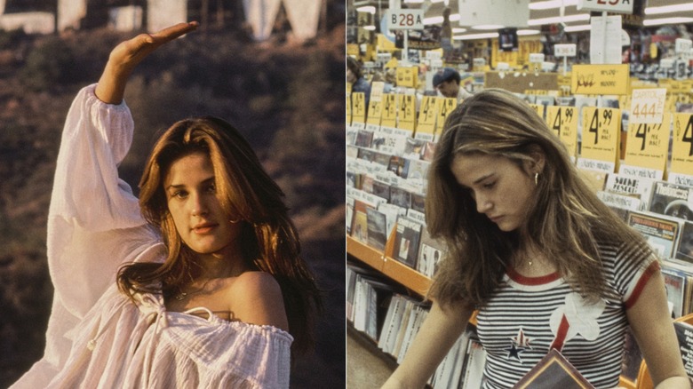 Demi Moore pose devant le panneau Hollywood pour un reportage photo sur des adolescents typiques de Los Angeles en 1977 / Demi Moore pose dans un magasin de disques pour un reportage photo sur des adolescents typiques de Los Angeles en 1977