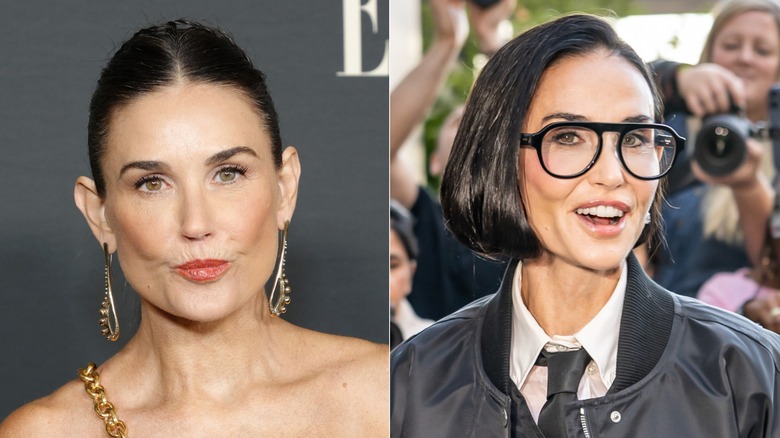 Demi Moore participe à la 27e célébration annuelle ELLE Women in Hollywood à Los Angeles en octobre 2021 / Demi Moore au défilé printemps/été Thom Browne lors de la Fashion Week de New York en septembre 2026