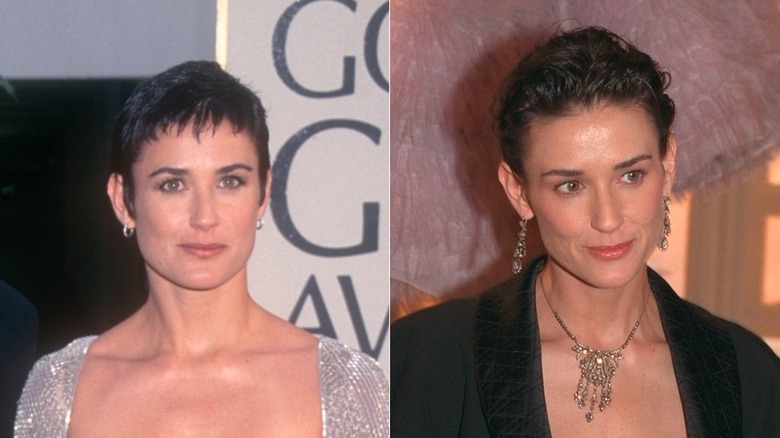 Demi Moore à la 54ème édition des Golden Globe Awards à Beverly Hills en janvier 1997 / Demi Moore à l'ouverture du showroom Christian Dior Paris en octobre 1997