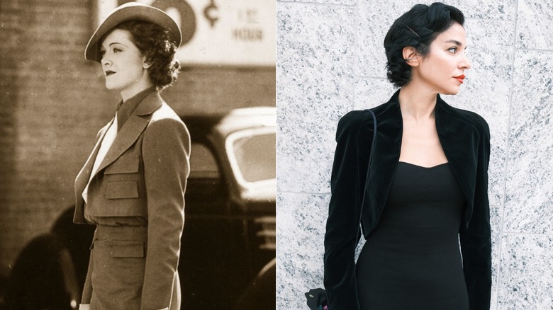 Une femme dans les années 1930 et en 2026 portant des boléros