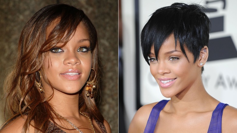 Rihanna avec des cheveux longs et un lutin