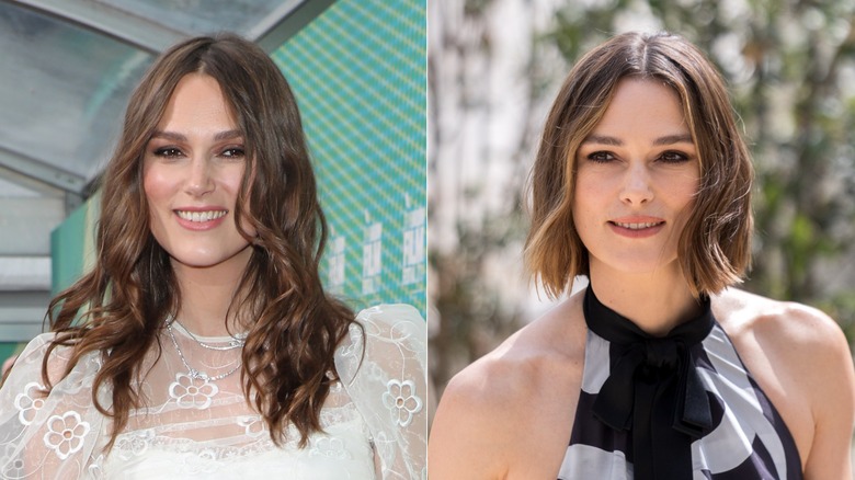 Keira Knightley avec de longues vagues et un carré court
