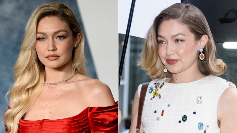 Gigii Hadid aux cheveux longs et au carré court