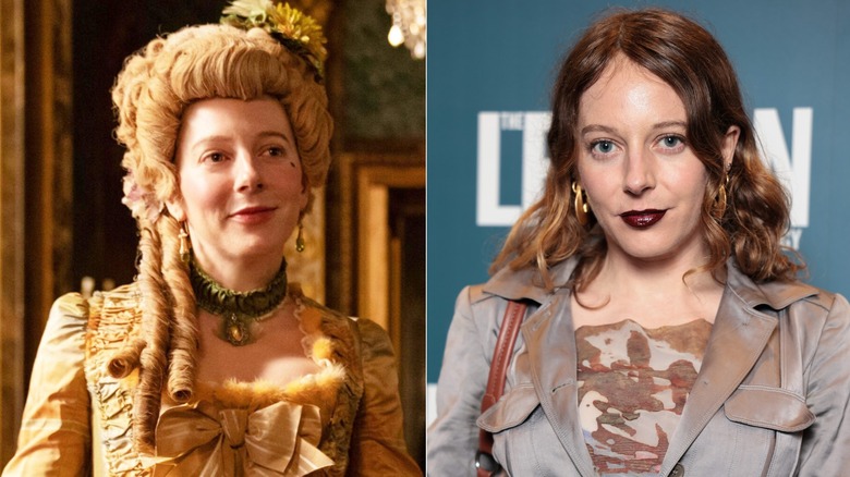 Photos côte à côte de Florence Keith-Roach dans son personnage de The Great (à gauche) et dans son propre rôle sur le tapis rouge (à droite)