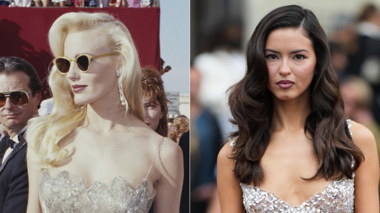 L : Darryl Hannah avec un look écarté dans les années 80. R : Une femme au look écarté en 2026